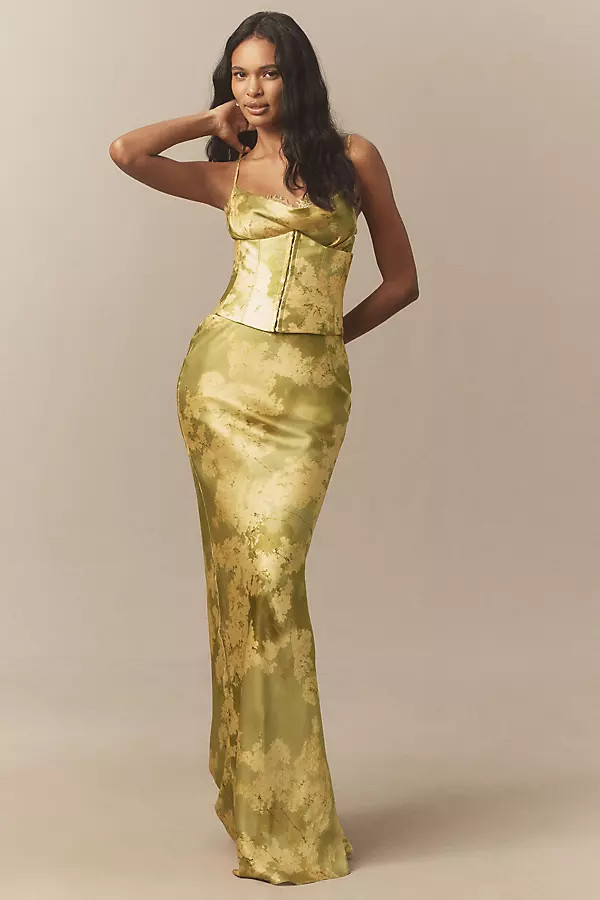 De La Vali Cleodora Silk Corset Maxi Gown | Anthropologie (US)