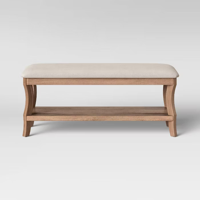 Shelburne Wood End of Bed Bench with Cushion Brown - Threshold™ | Target