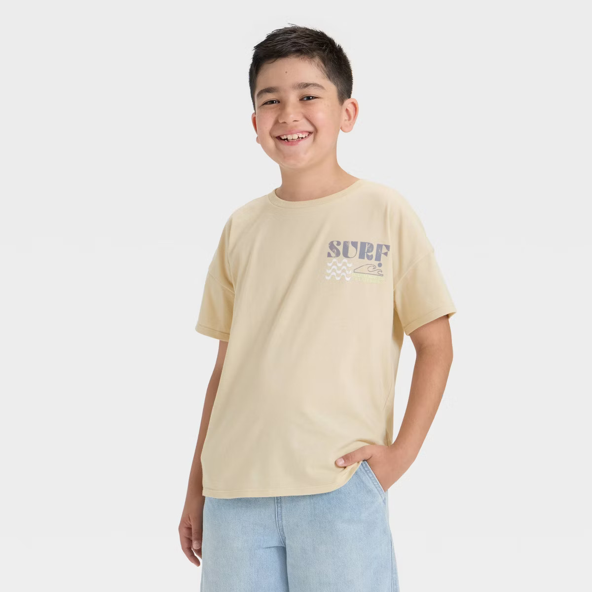 Grayson Threads Kids Boys' Short Sleeve Surf Graphic T-Shirt - Beige | Target