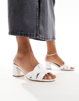 Truffle Collection block heel mule sandals in white | ASOS (Global)