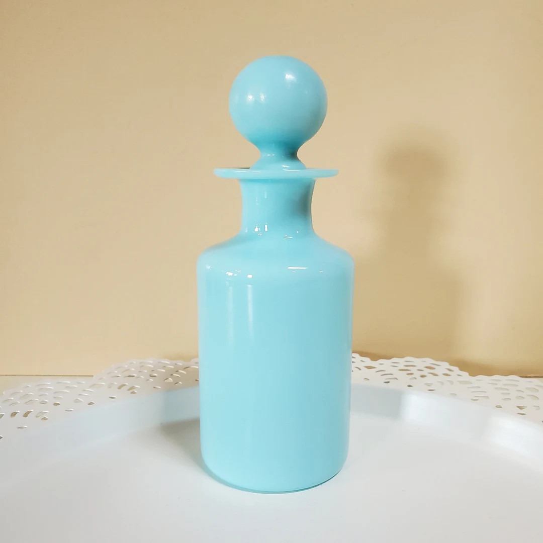 French Portieux Vallerysthal Perfume Bottle, Aqua Turquoise, Ball Stopper, Milk Glass Oak Hill Vi... | Etsy (US)