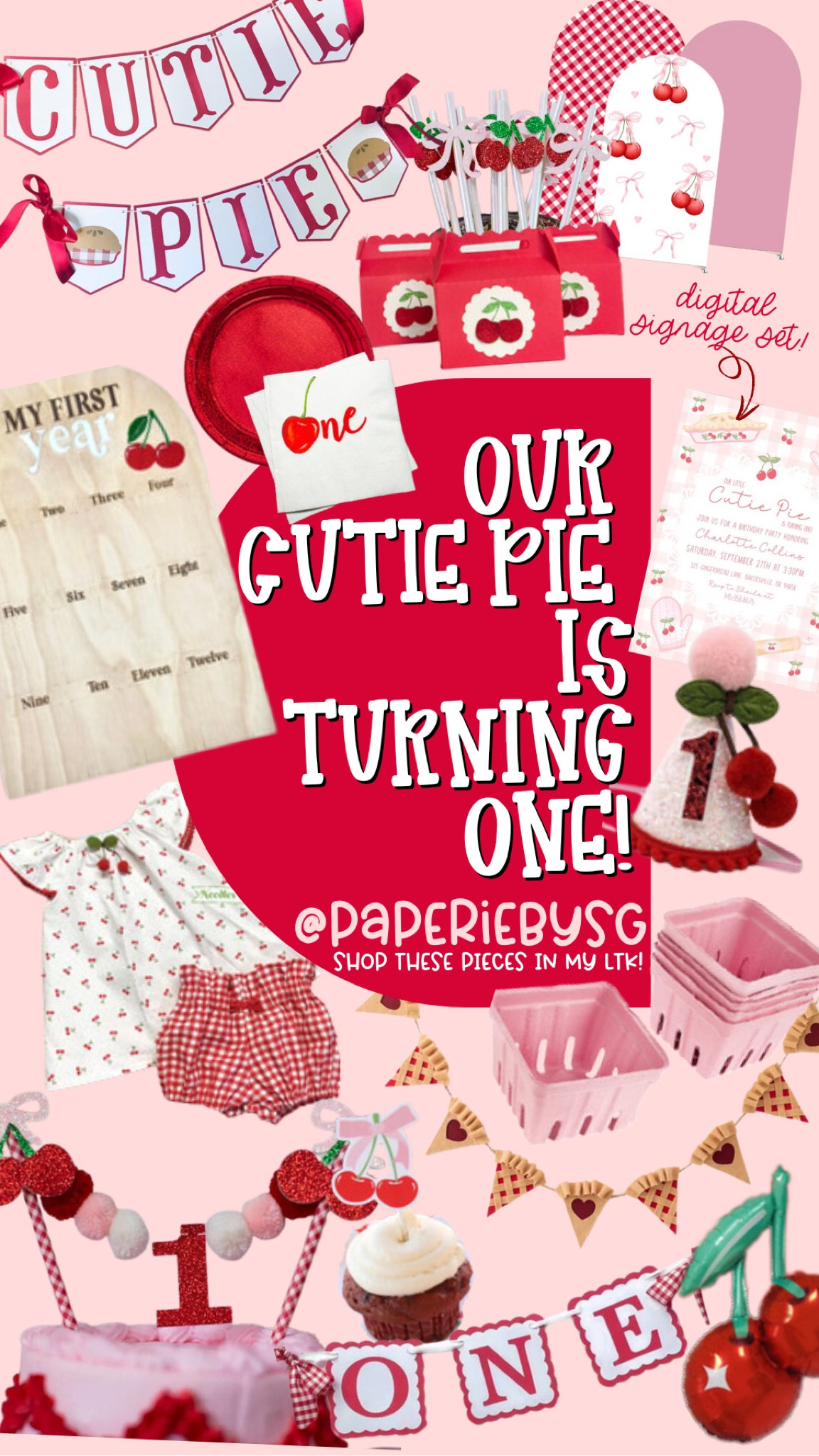Girls First Birthday Party Theme: Our Cutie Pie is Turning One - Cherry Party

#LTKKids #LTKParties #LTKFamily