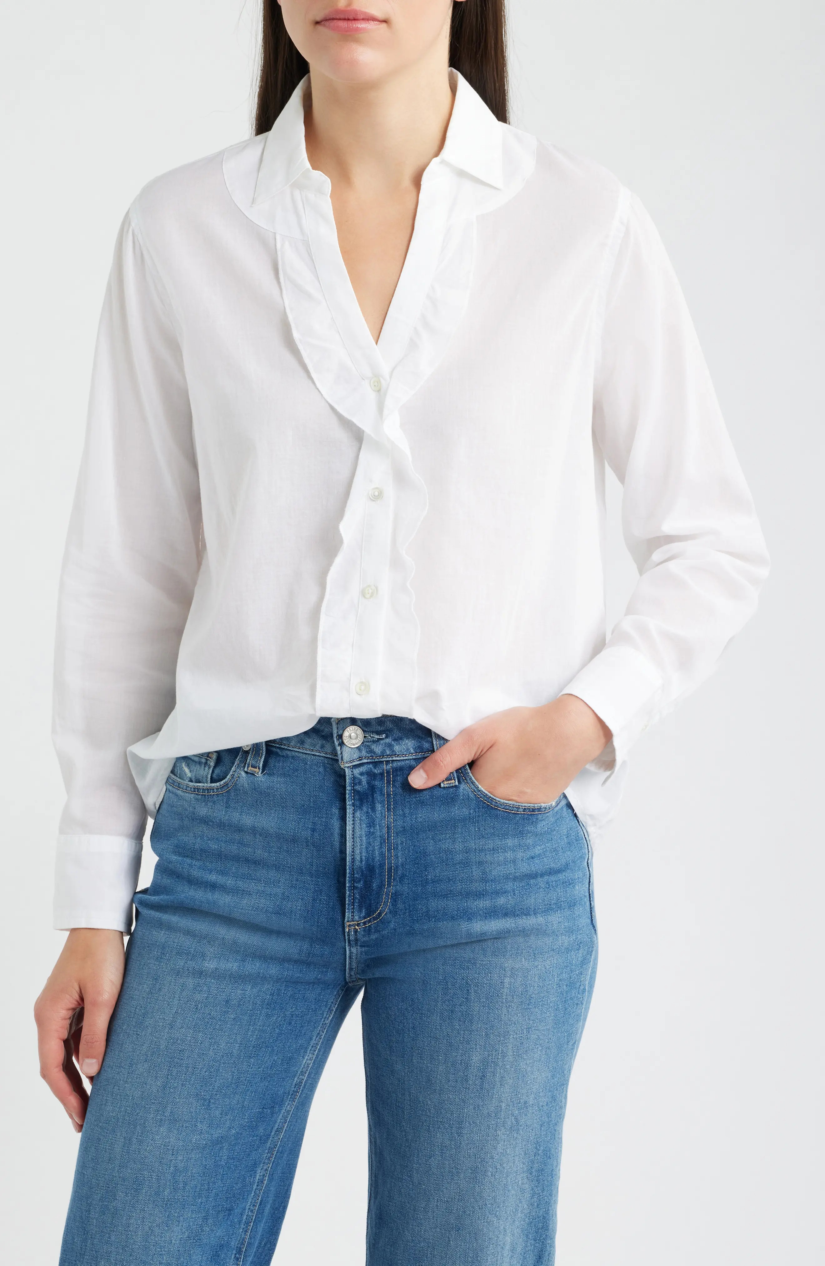 NIC+ZOE Ruffle Cotton Shirt (Women) | Nordstrom | Nordstrom