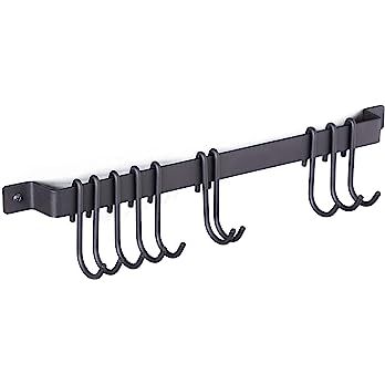 Wallniture Gourmet Kitchen Rail with 10 Hooks, Wall Mounted Wrought Iron Hanging Utensil Holder R... | Amazon (US)