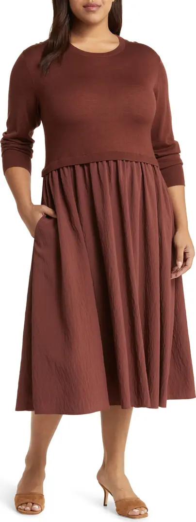 Mixed Media Long Sleeve Dress | Nordstrom