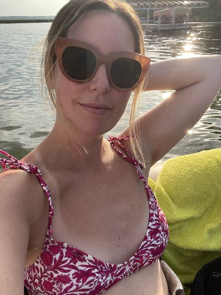 No way I’d rather spend Labor Day Weekend ☀️ I haven’t worn a bikini in a minute, but felt ready to bust a couple out for a long weekend at the lake 5 mos after baby. I’ve been collecting J.Crew swimsuits over the years and love that they last—I was happy I had a couple from a few years back I could pull out and feel good in this weekend. Linked similar styles to what I wore this weekend since mine are old 👉🏻 I love the French bikini silhouette (with removable pads) and the shoulder ties on the scoop neck top (so me). I also own the square neck top in 2 colors—it’s a fun sporty look. 

#LTKsalealert #LTKswim