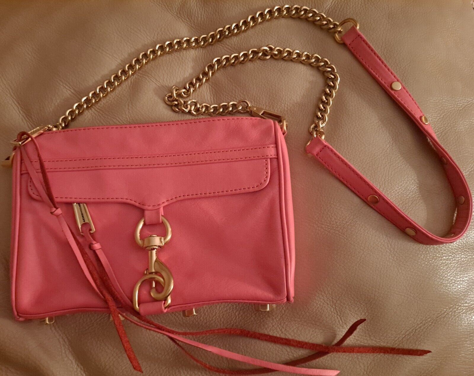 REBECCA MINKOFF Leather Pink Mini MAC Clutch Cross-body Bag MSRP $195 | eBay AU