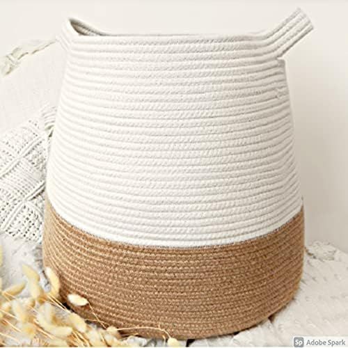 GooBloo Large Cotton Rope Woven Basket - 17 x 17” Tall Decorative Storage Basket for Living Roo... | Amazon (US)