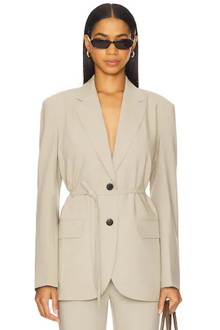 EAVES Siya Belted Blazer en Khaki Green from Revolve.com | Revolve Clothing (Global)