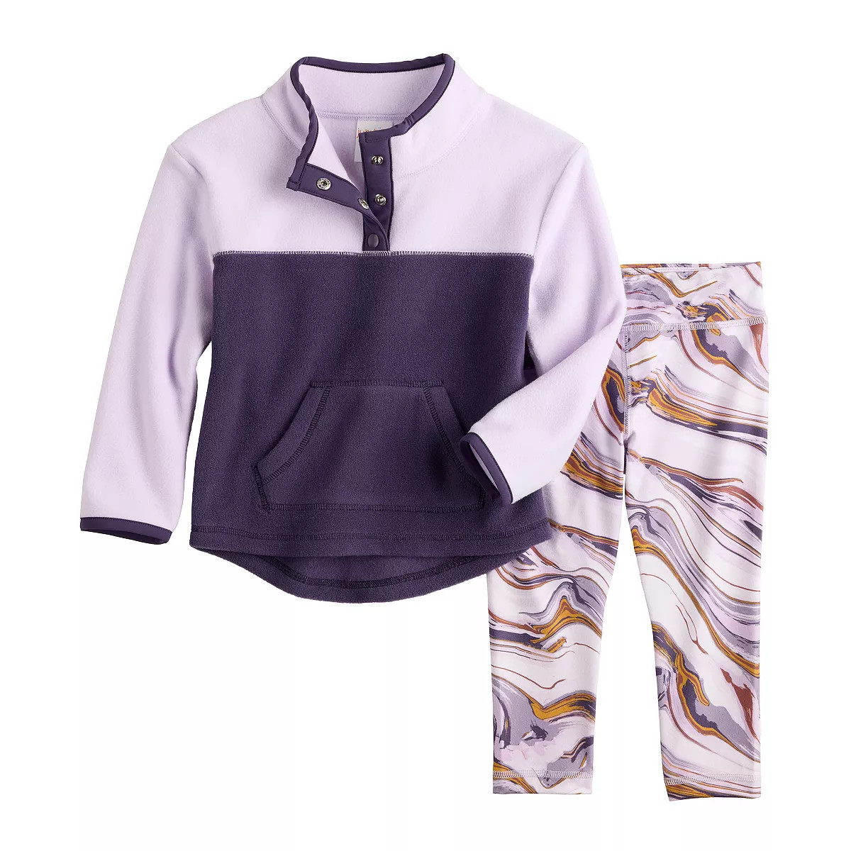 Toddler Girl Jumping Beans® Quarter-Snap Colorblock Sweatshirt & Printed Leggings Set | Kohl's