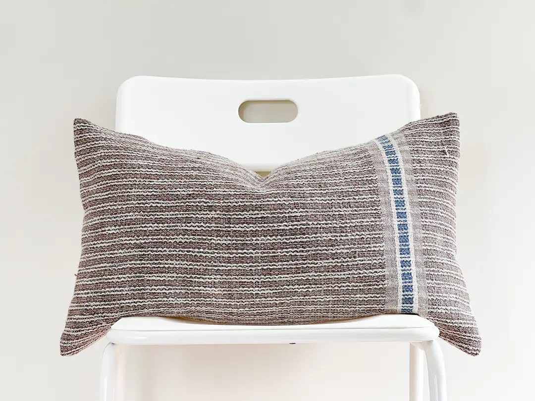 Handwoven Lumbar Pillow Cover: Brown Hemp, Vintage Karen Textile (14x24”) | Etsy (US)