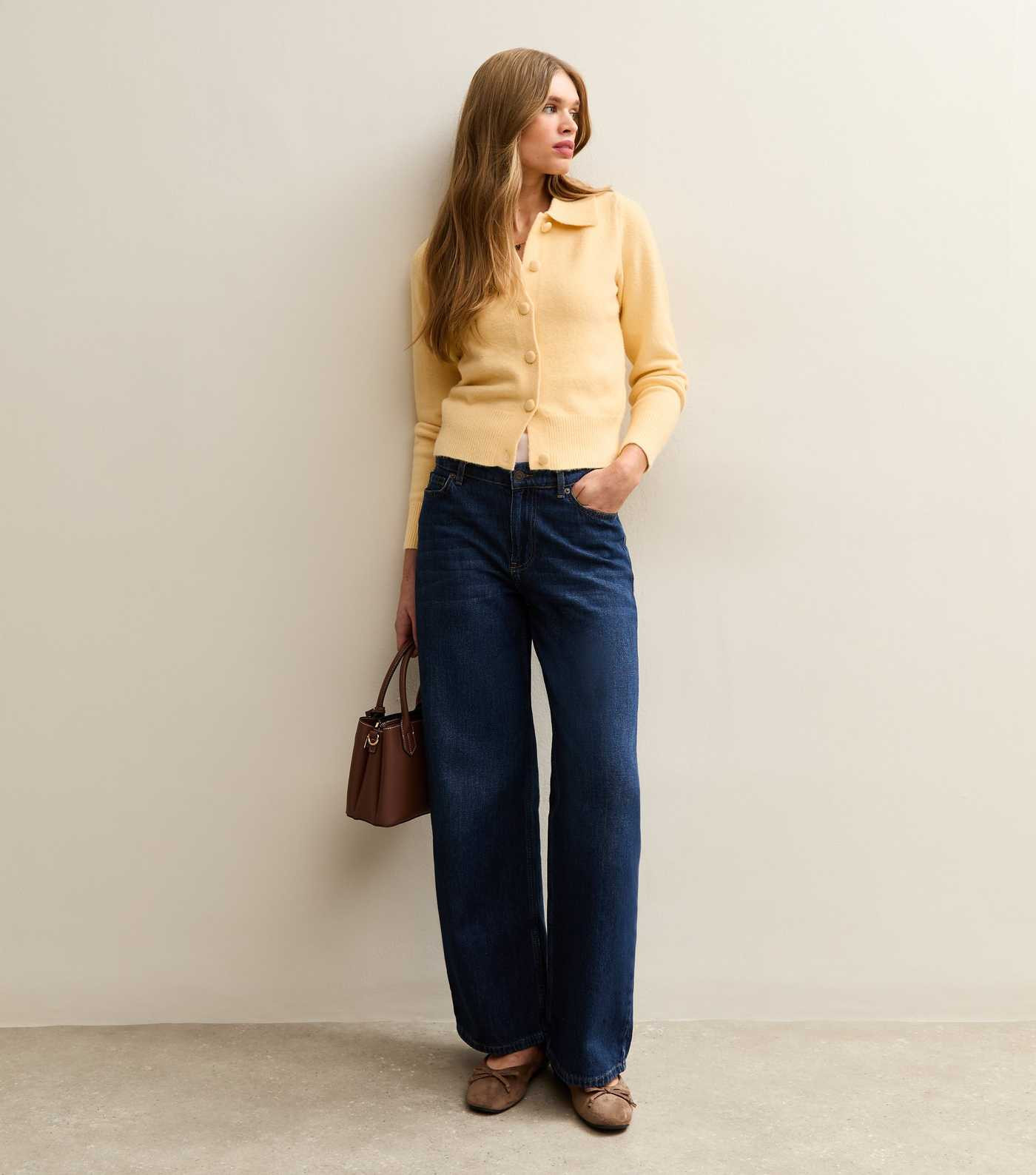 Pale Yellow Midweight Knit Collared Cardigan | New Look | New Look (UK)