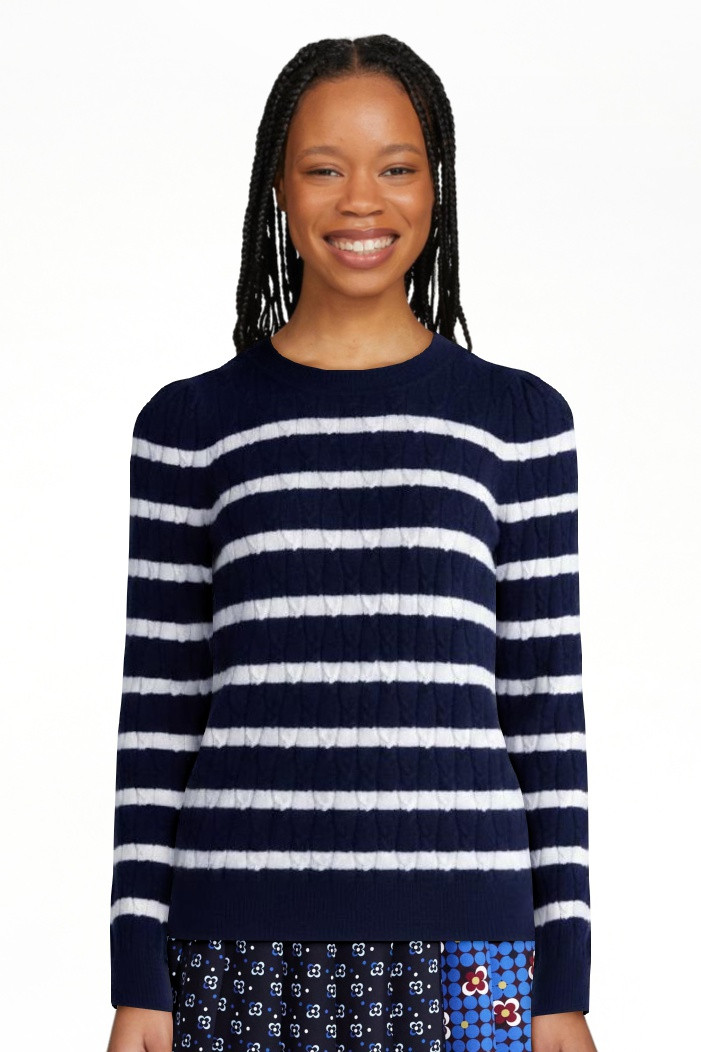 Free Assembly Women's and Women's Plus Cashmere Cable Knit Sweater with Puff Sleeves, Midweight, ... | Walmart (US)