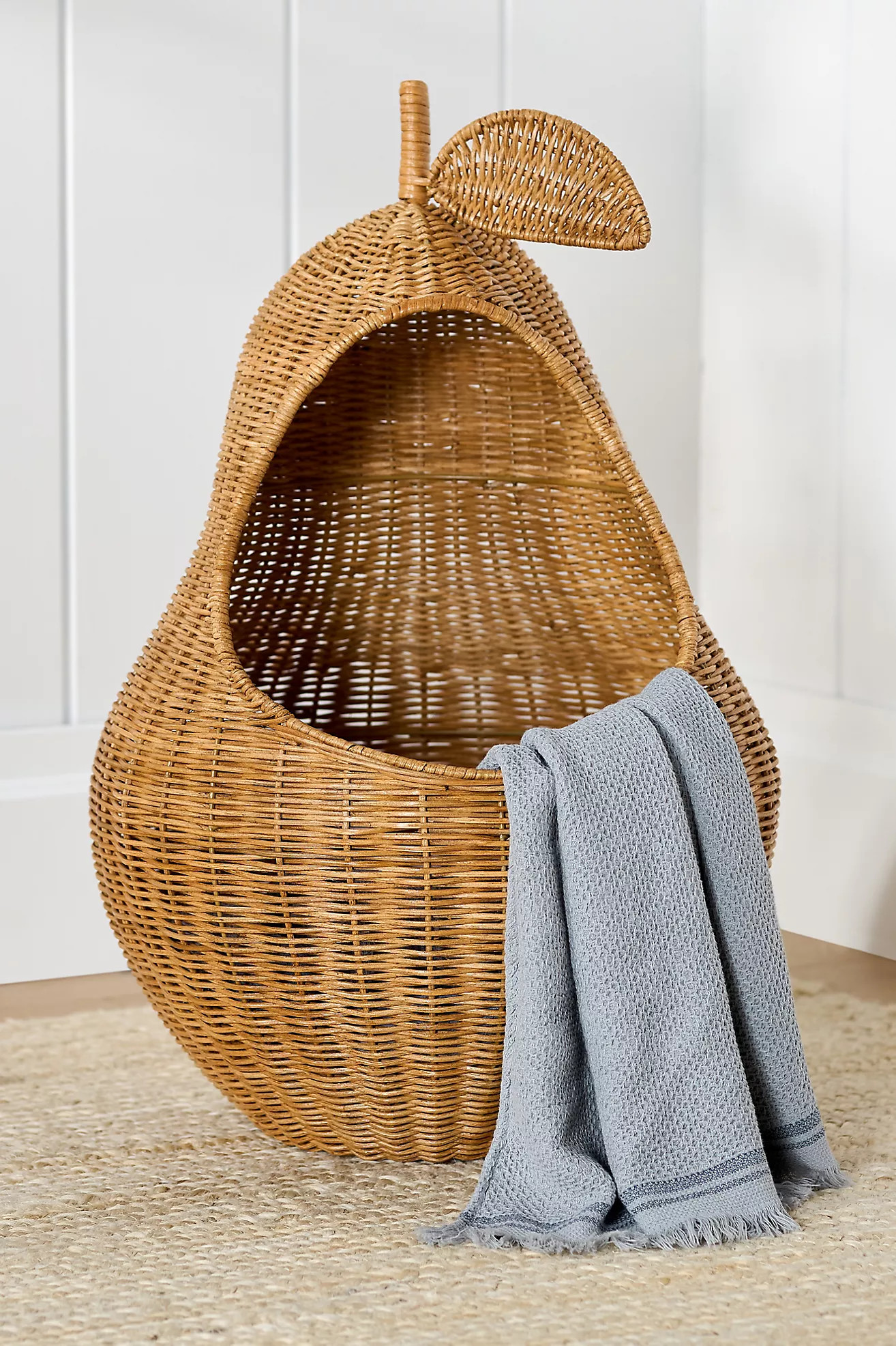 Pear Woven Wicker Basket | Anthropologie (US)