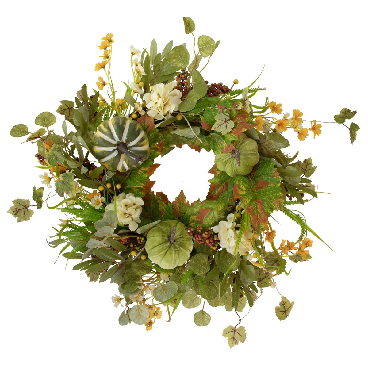 Pumpkins and Berries Artificial Fall Harvest Twig Wreath 24-Inch Unlit | Wayfair North America