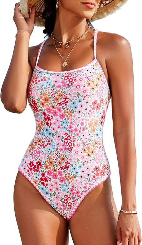 Womens One Piece Swimsuit Tummy Control Modest Bathing Suit Teen Girls Swim Suit Cute Floral Swim... | Amazon (US)