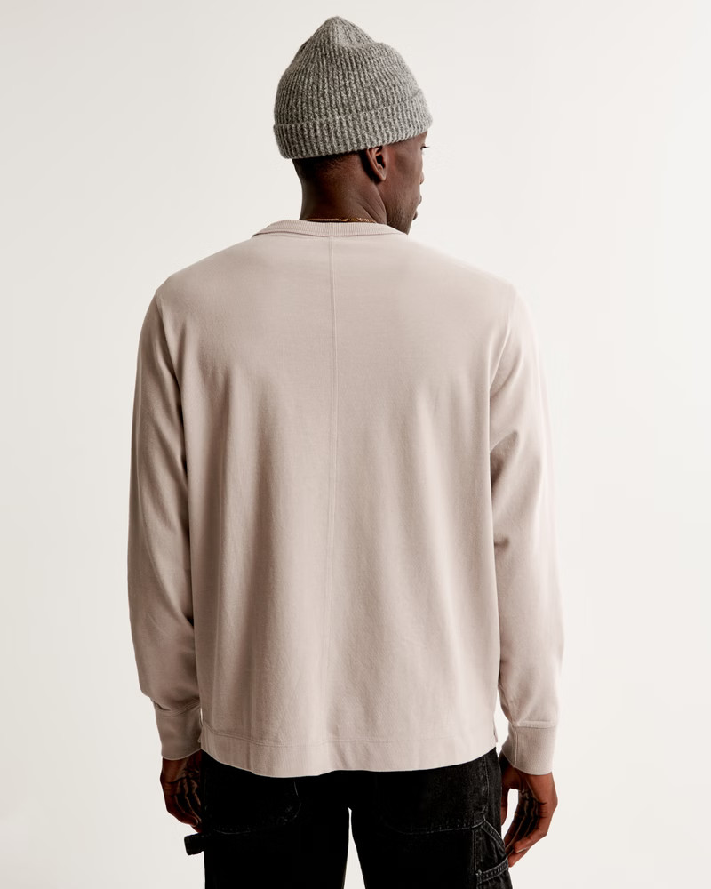 Men's Long-Sleeve Premium Heavyweight Tee | Men's Tops | Abercrombie.com | Abercrombie & Fitch (US)