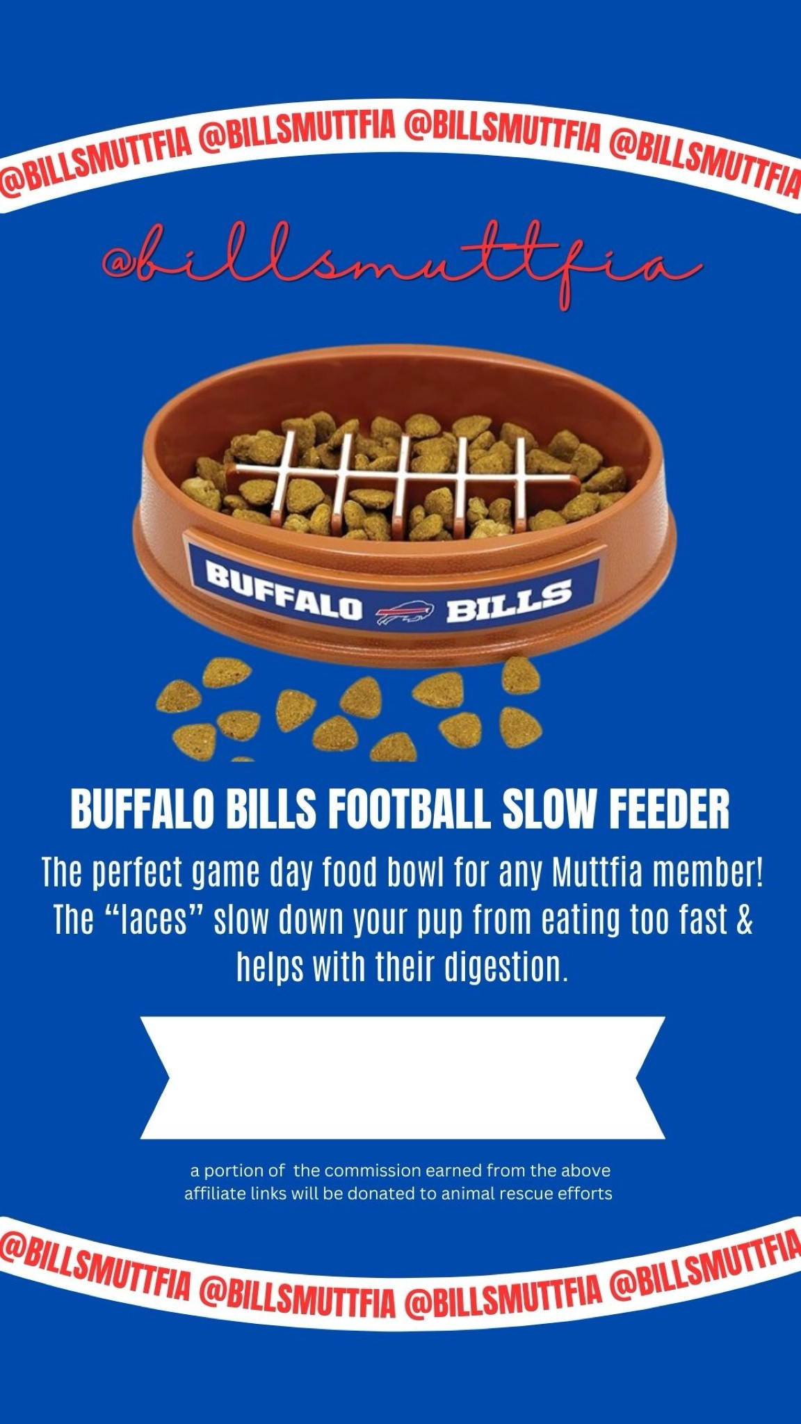 Buffalo Bills football slow feeder bowl. The perfect bowl for your dog on game day! Licensed NFL bowl that the laces will help slow down your pup while eating and help with their digestion all while keeping them interested! Go Bills!

#LTKSeasonal #LTKHome #LTKFindsUnder50