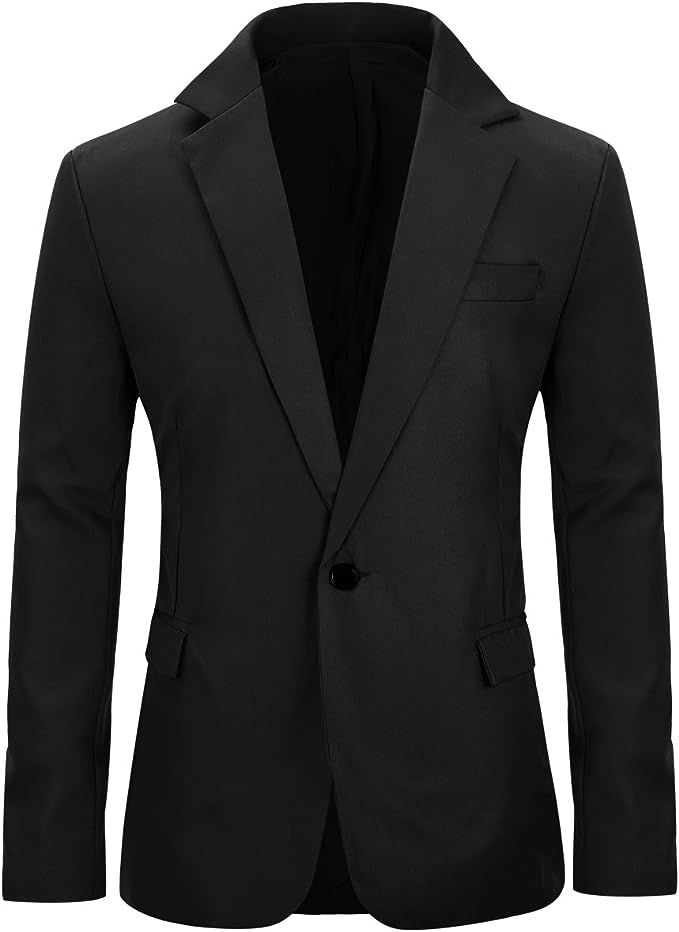 Men's Slim Fit Casual 1 Button Notched Lapel Blazer Jacket | Amazon (US)