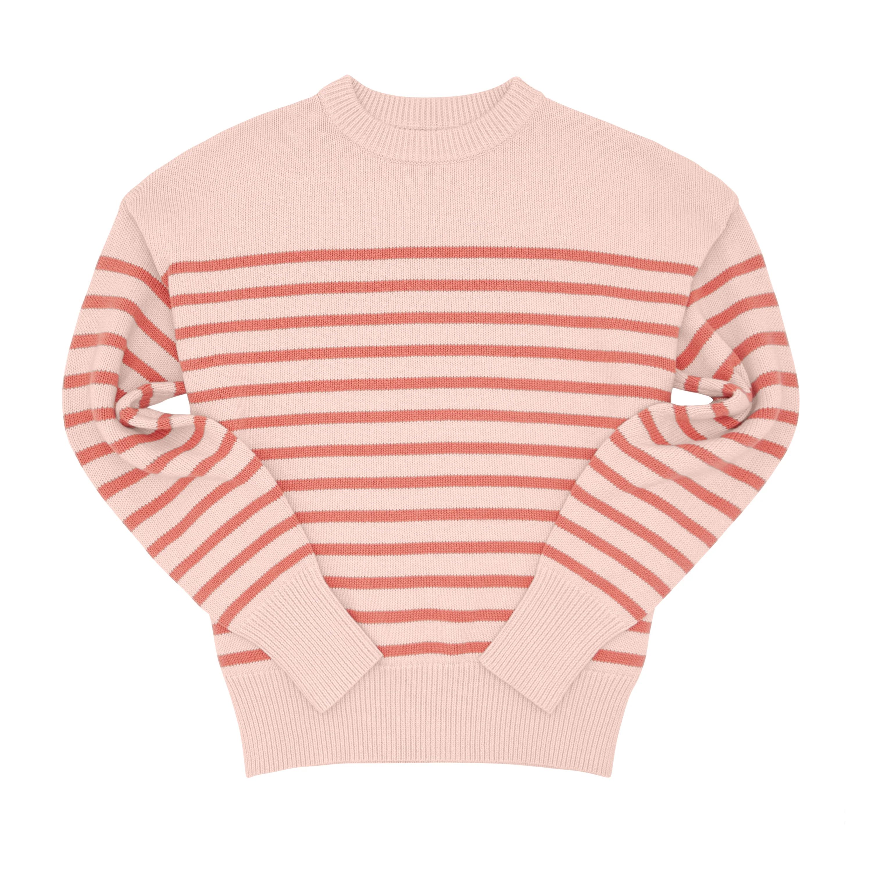 women's pink and dusty red stripe knit sweater | minnow
