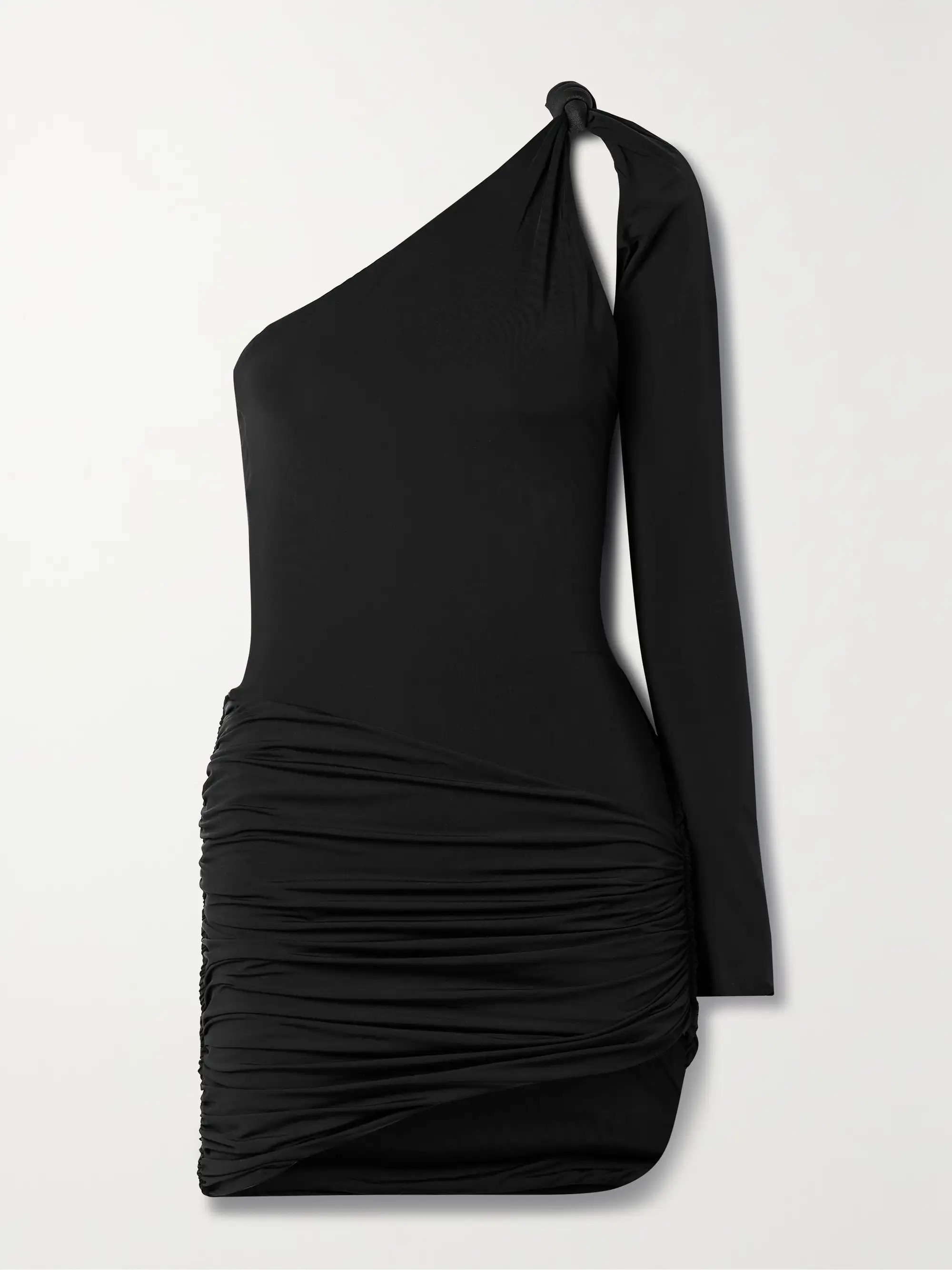 + NET SUSTAIN Montt one-sleeve ruched cutout stretch-jersey mini dress | NET-A-PORTER (UK & EU)