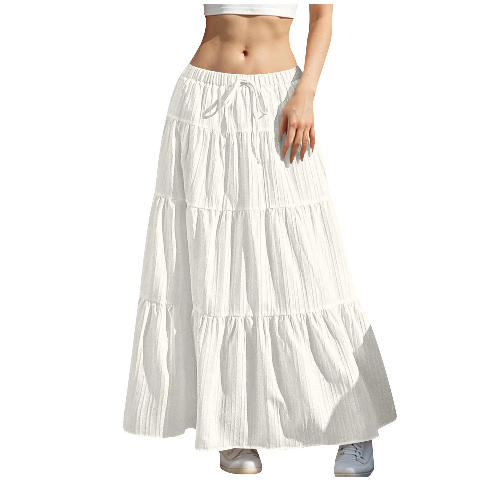 Generic Women's Flowy Flared Ruffle Boho Long Skirt Summer Maxi Skirt Going Out Outfits | Walmart (US)