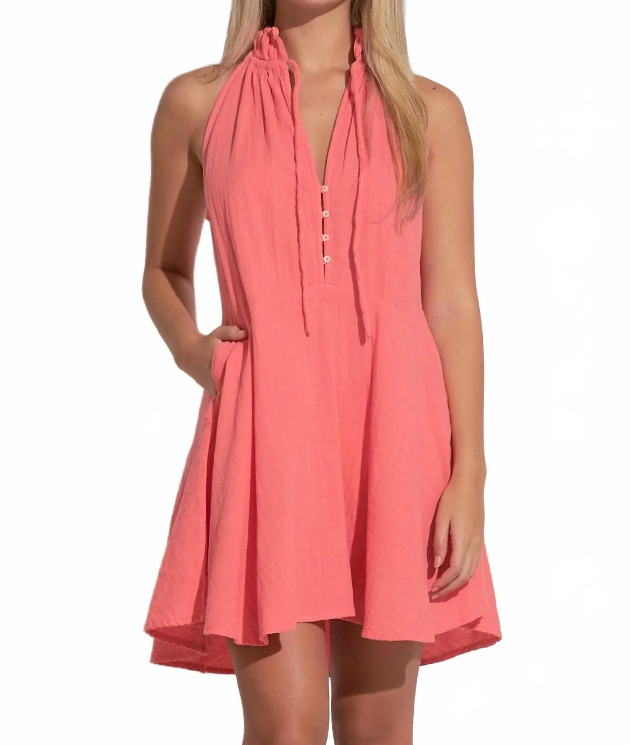 Ryan Halter Mini Dress In Coral | Shop Simon