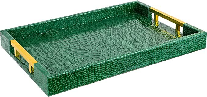 Amazon.com: Luxury Modern Elegant 18"x12" Rectangle Crocodile Green Decorative Ottoman Coffee Tab... | Amazon (US)