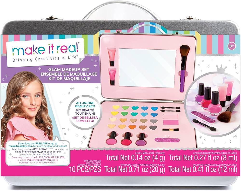 Make It Real: Glam Makeup Set - 10 Piece Travel Hard Case, Tweens & Girls, All-in-One Cosmetic & ... | Amazon (US)