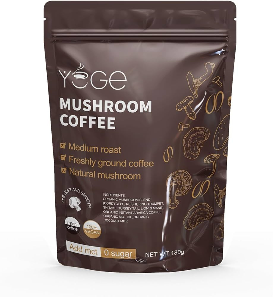 Mushroom Coffee, Instant Mushroom Coffee with Cordyceps, Reishi, King Trumpet, Shiitake, Turkey T... | Amazon (US)
