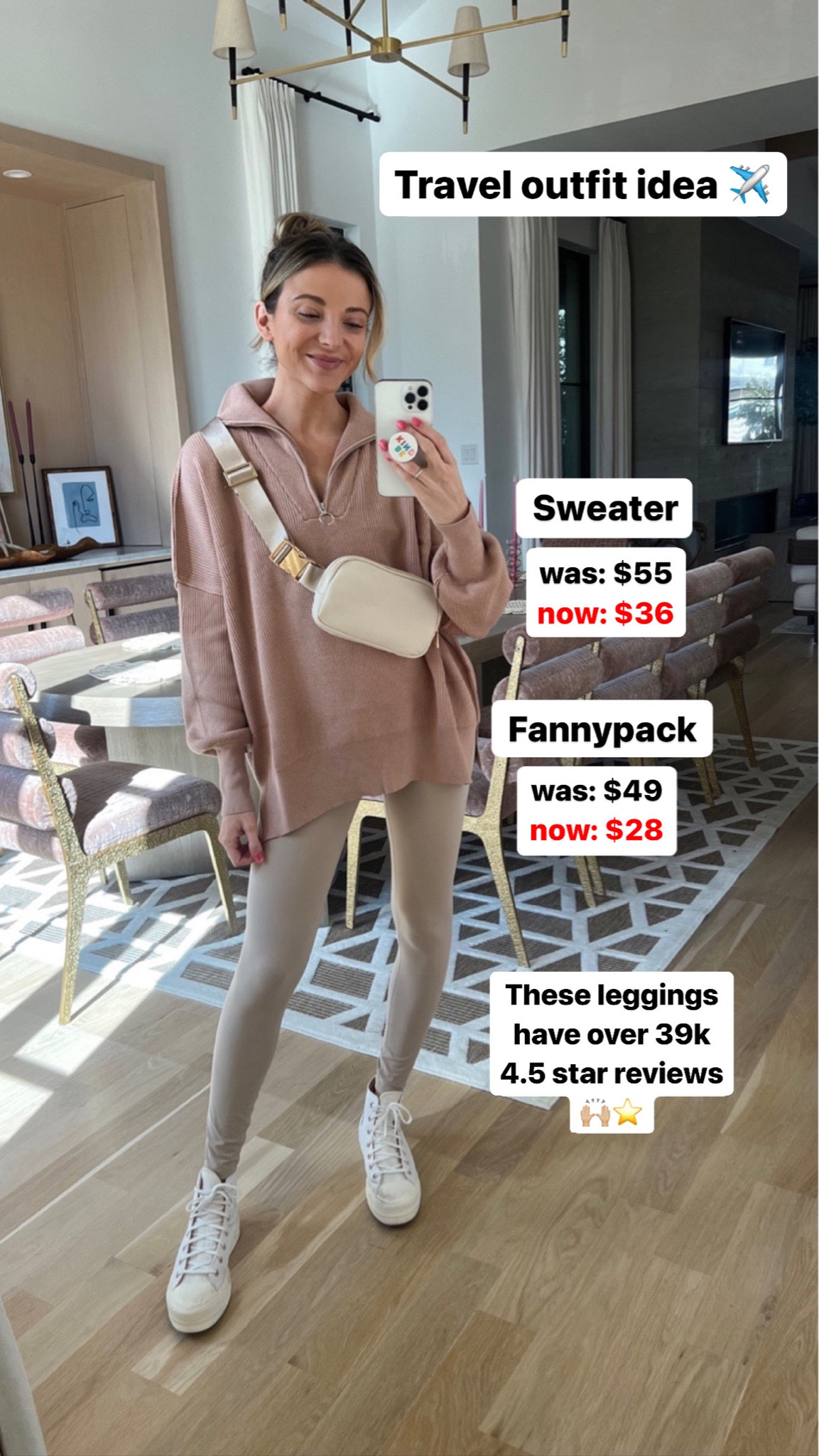 Comfortable travel outfit idea! Also cute if you work from home!! Leggings have over 39k reviews!🤩 everything fits tts 

#LTKfindsunder50 #LTKsalealert #LTKtravel