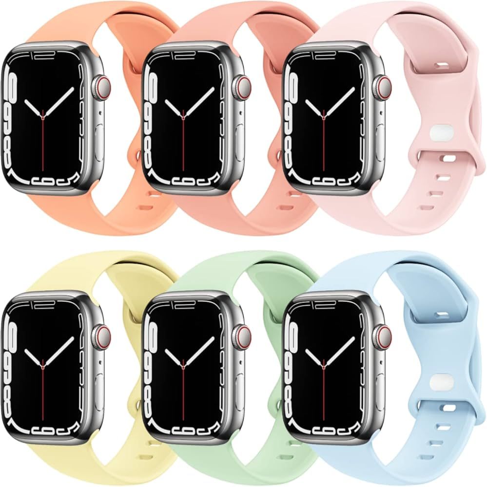 THWALK 6 Pack Bands Compatible with Apple Watch Band 41mm 40mm 38mm 45mm 44mm 42mm 49mm Women Men... | Amazon (US)