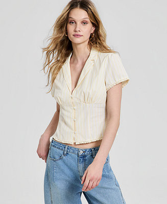 Women's Fitted Button-Front Poplin Shirt | Macy's