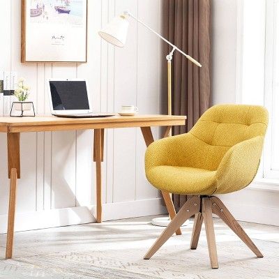 Upholstered Swivel Dining Armchair Yellow - Kinwell | Target