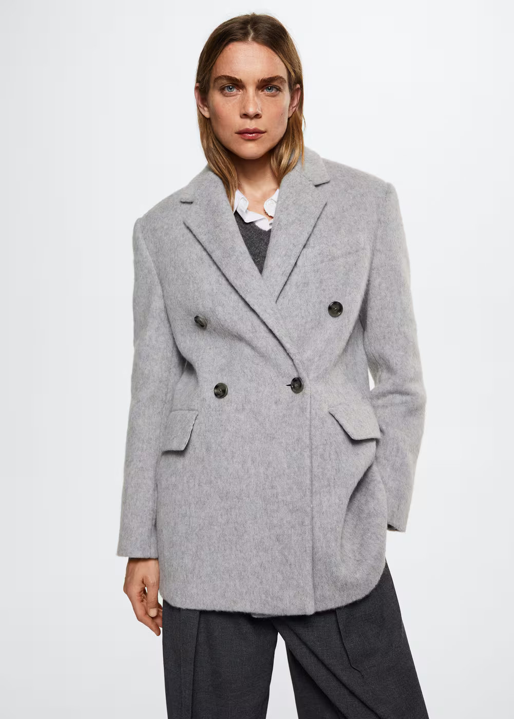 Wool double-breasted coat -  Women | Mango USA | MANGO (US)