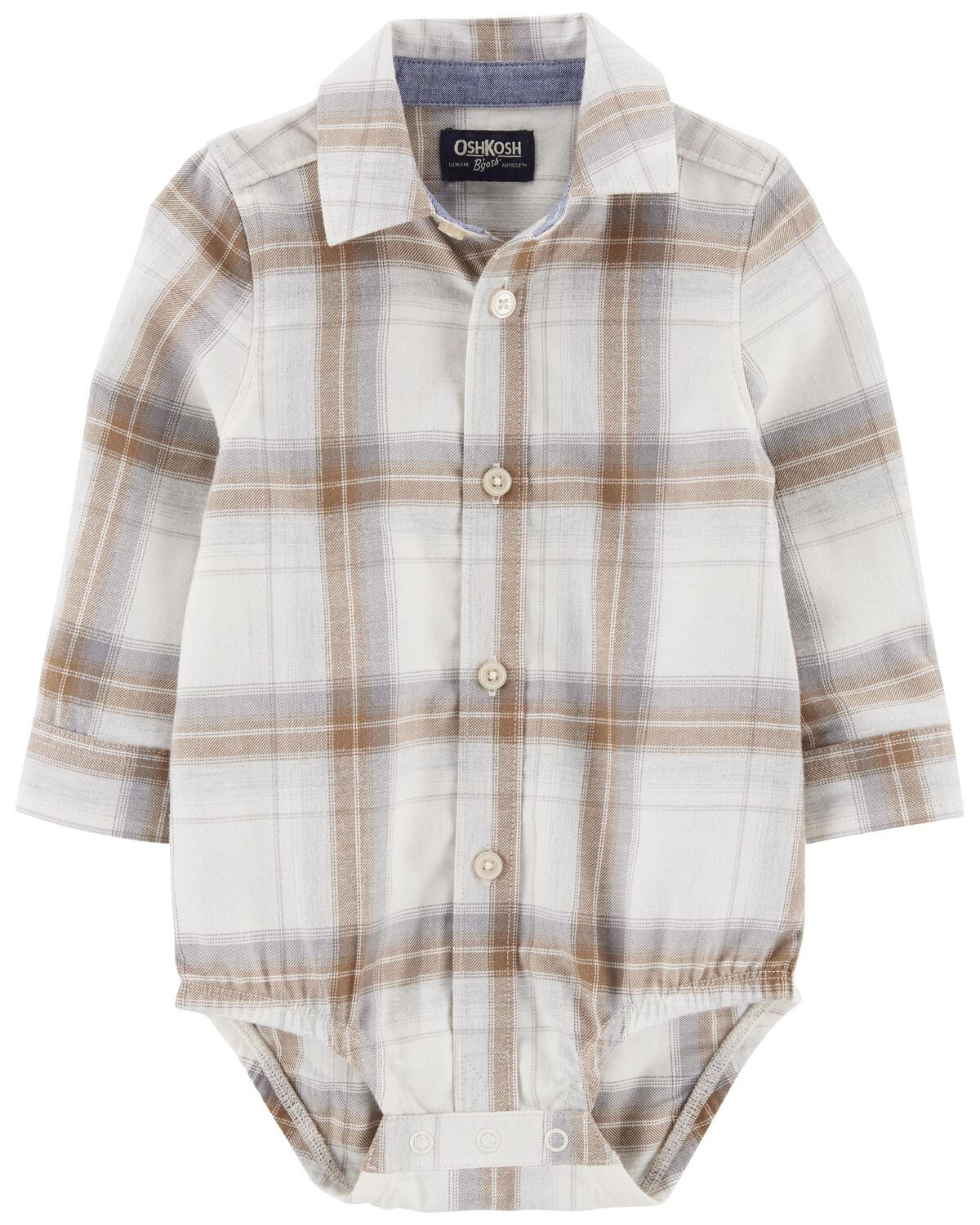 Neutral Baby Plaid Button-Front Bodysuit | carters.com | Carter's