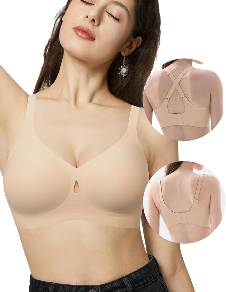 LUCKMEEY Women Push Up Wireless Bras - Seamless Support Comfortable Soft Everyday Bra Full Covera... | Amazon (US)