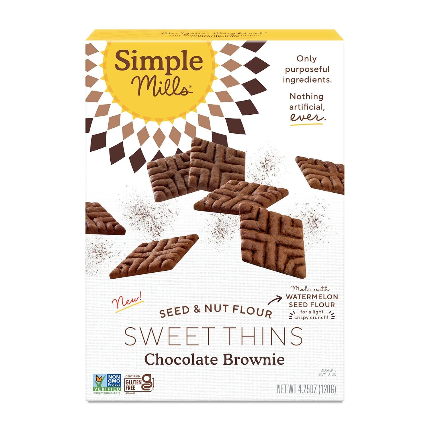 Simple Mills Sweet Thins Cookies, Seed and Nut Flour, Chocolate Brownie - Gluten Free, Paleo Frie... | Amazon (US)