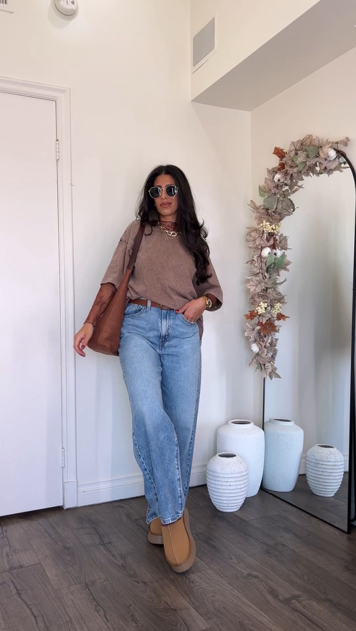 Casual fall outfit idea. Oversized tee with lace top underneath 🤌 

#LTKStyleTip #LTKFindsUnder50 #LTKSeasonal