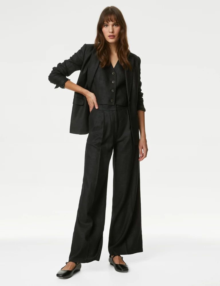 Linen Rich Pleated Wide Leg Trousers | Marks & Spencer (UK)