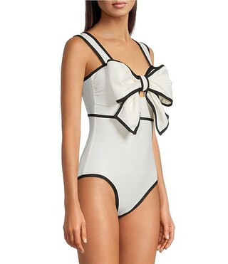 Gibson & Latimer Signature Sculpt Solid Bow Front One Piece Swimsuit | Dillard's | Dillard's