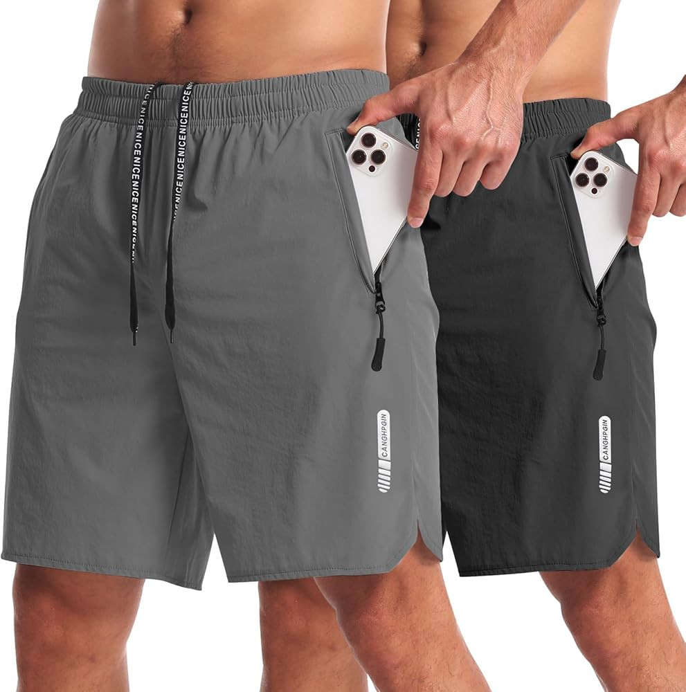 CANGHPGIN 2 Pack Mens Workout Athletic Shorts 7 inch Inseam Quick Dry Hiking Shorts Men Lightweig... | Amazon (US)