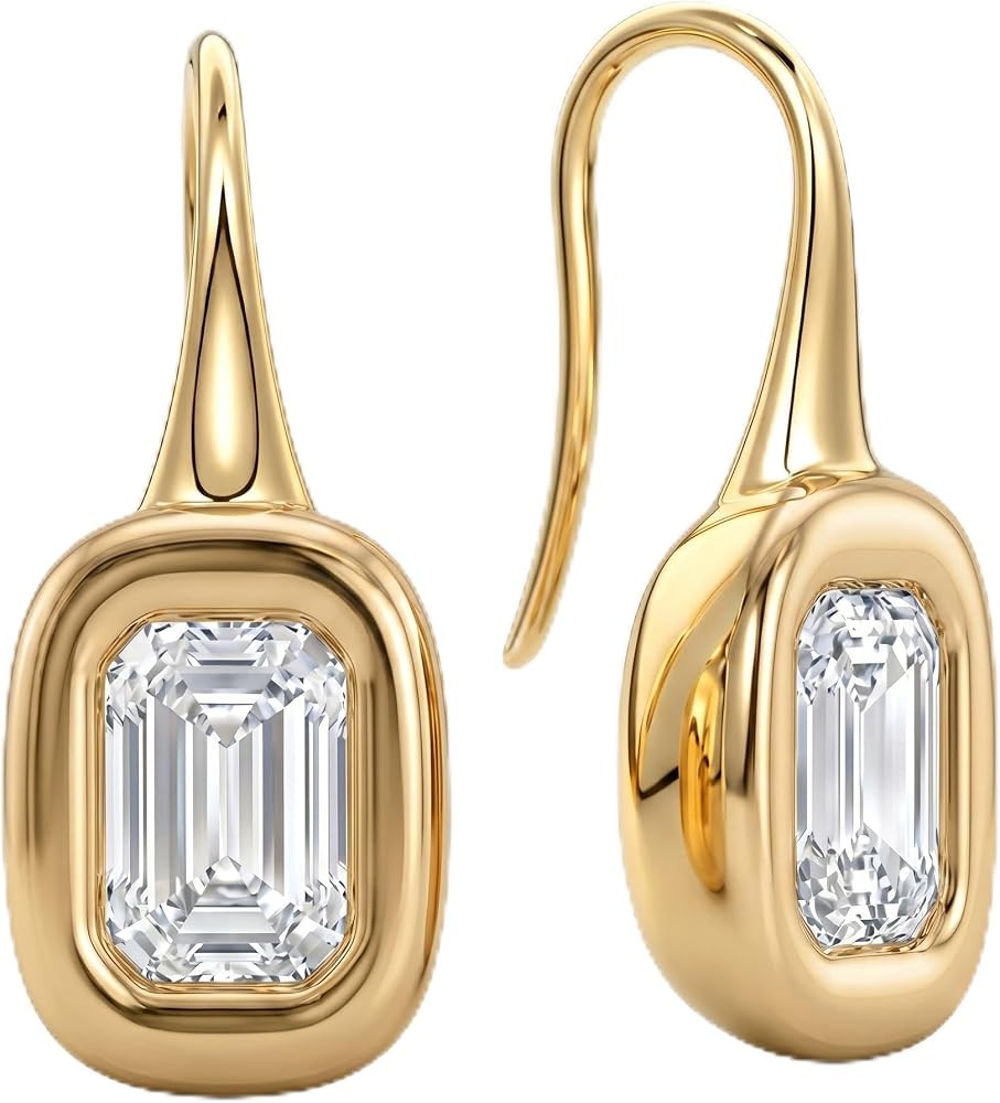 14K Gold & Silver Plated Trendy Bezel Set Cubic Zirconia Drop Earrings Minimalist Teardrop Hook E... | Amazon (US)