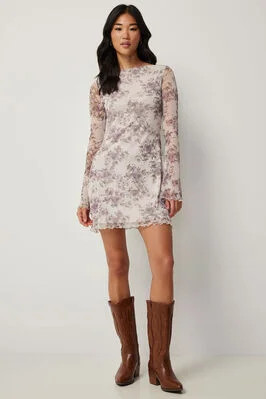 Long Sleeve Mini Mesh Dress | Ardene