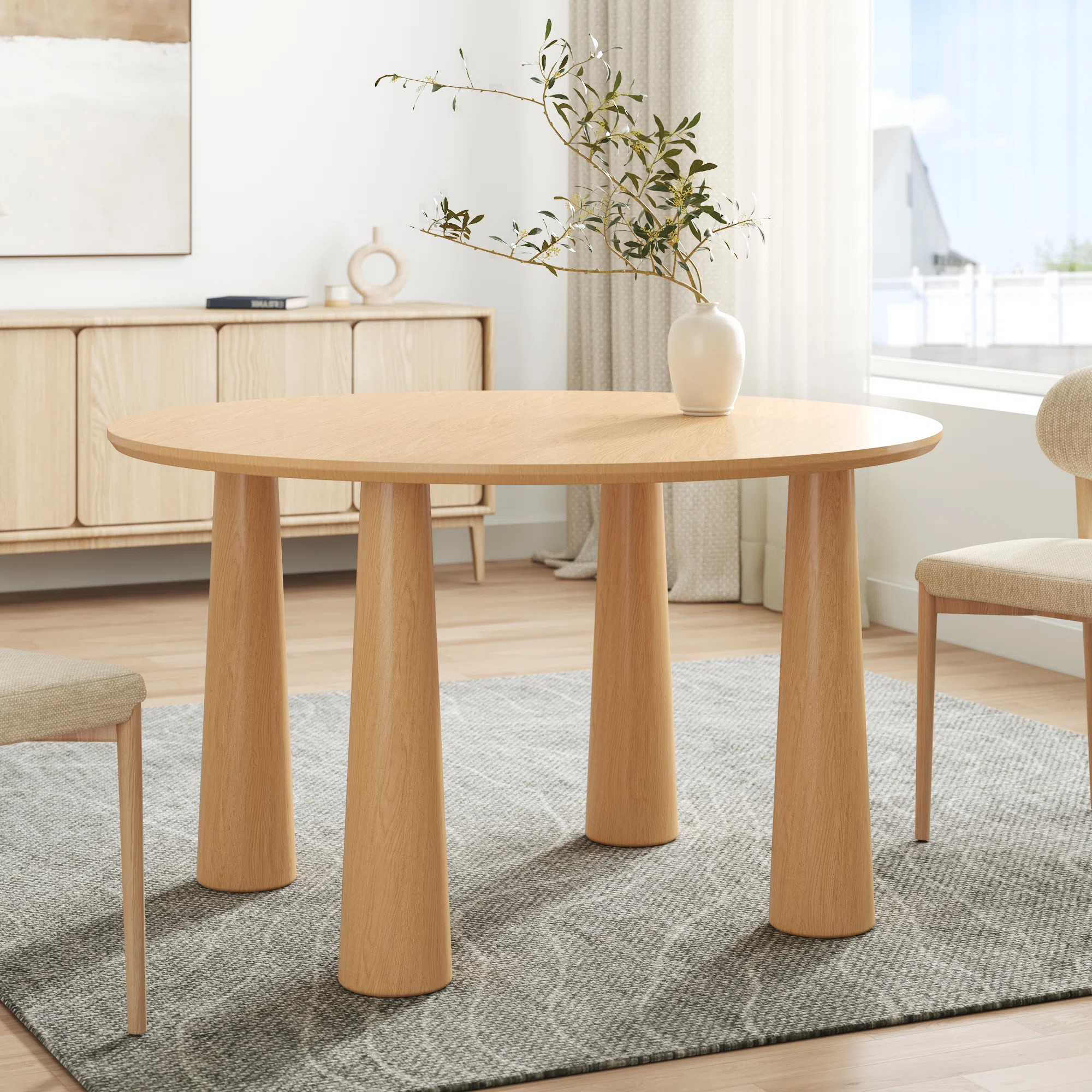 Caitlyn Soild Wood Round Dining Table with Four Leg | Wayfair North America