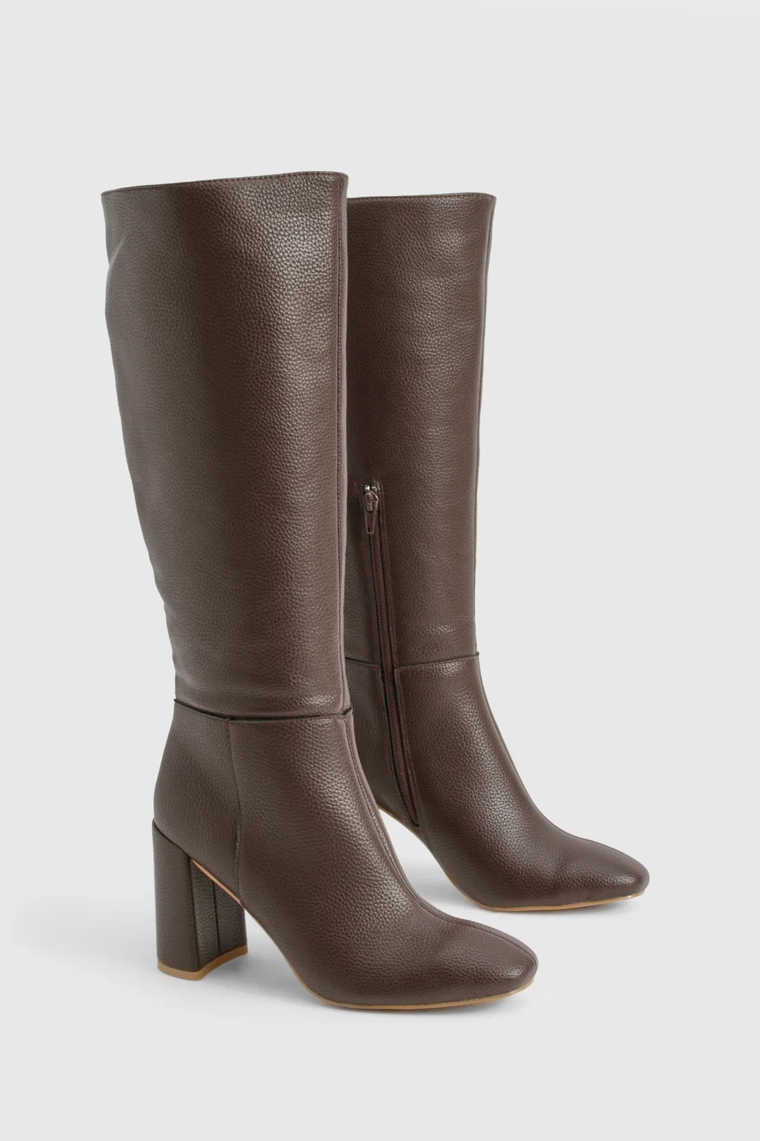 Boots | Textured Heeled Knee High Boot | boohoo | Debenhams UK