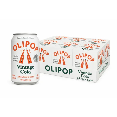 (6 pack) OLIPOP Prebiotic Soda, Vintage Cola, 12 fl oz, 4 Pack, Pantry Packs (24 Total Cans) | Walmart (US)