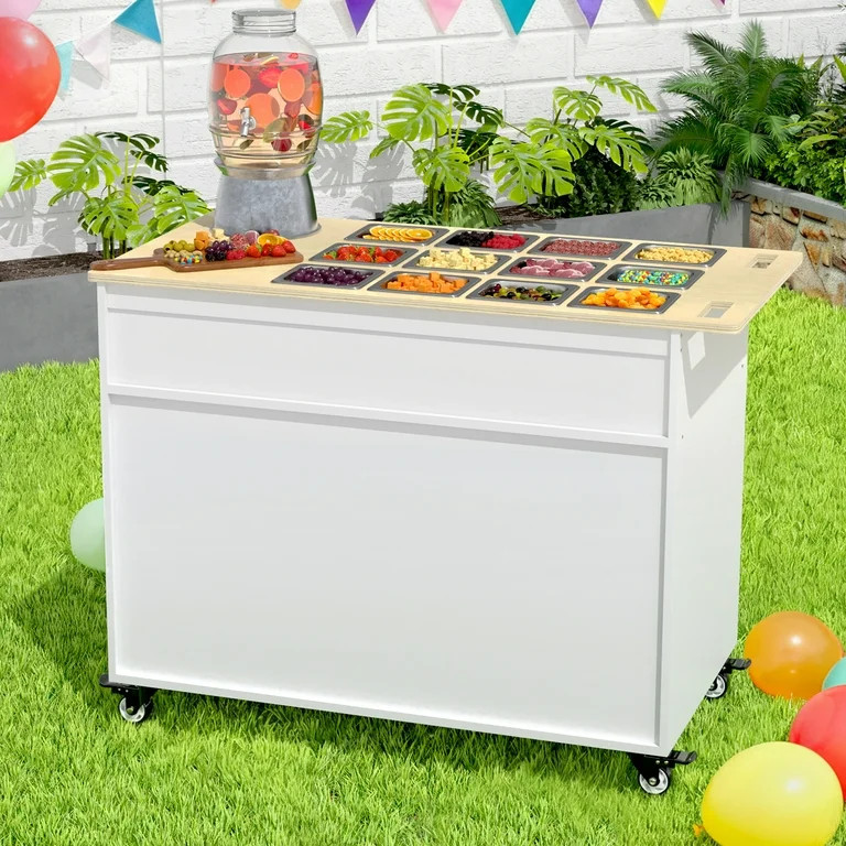 GDLF Charcuterie Cart with Stainless Steel Food Pans, Mobile Pizza Topping & Salad Bar Station, B... | Walmart (US)