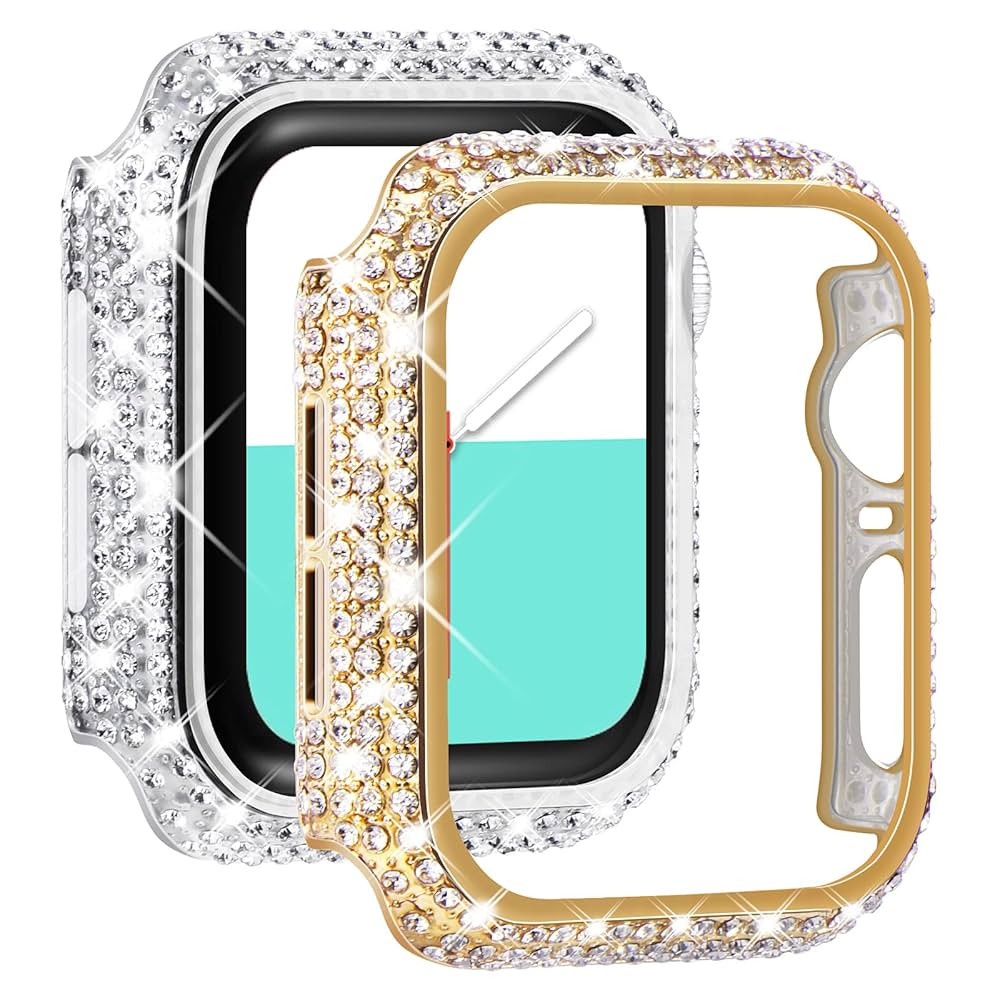 NewWays 2-Pack Full Diamonds Bling Cases for Apple Watch Case 40mm Women, Fully Paved Diamonds Pr... | Amazon (US)