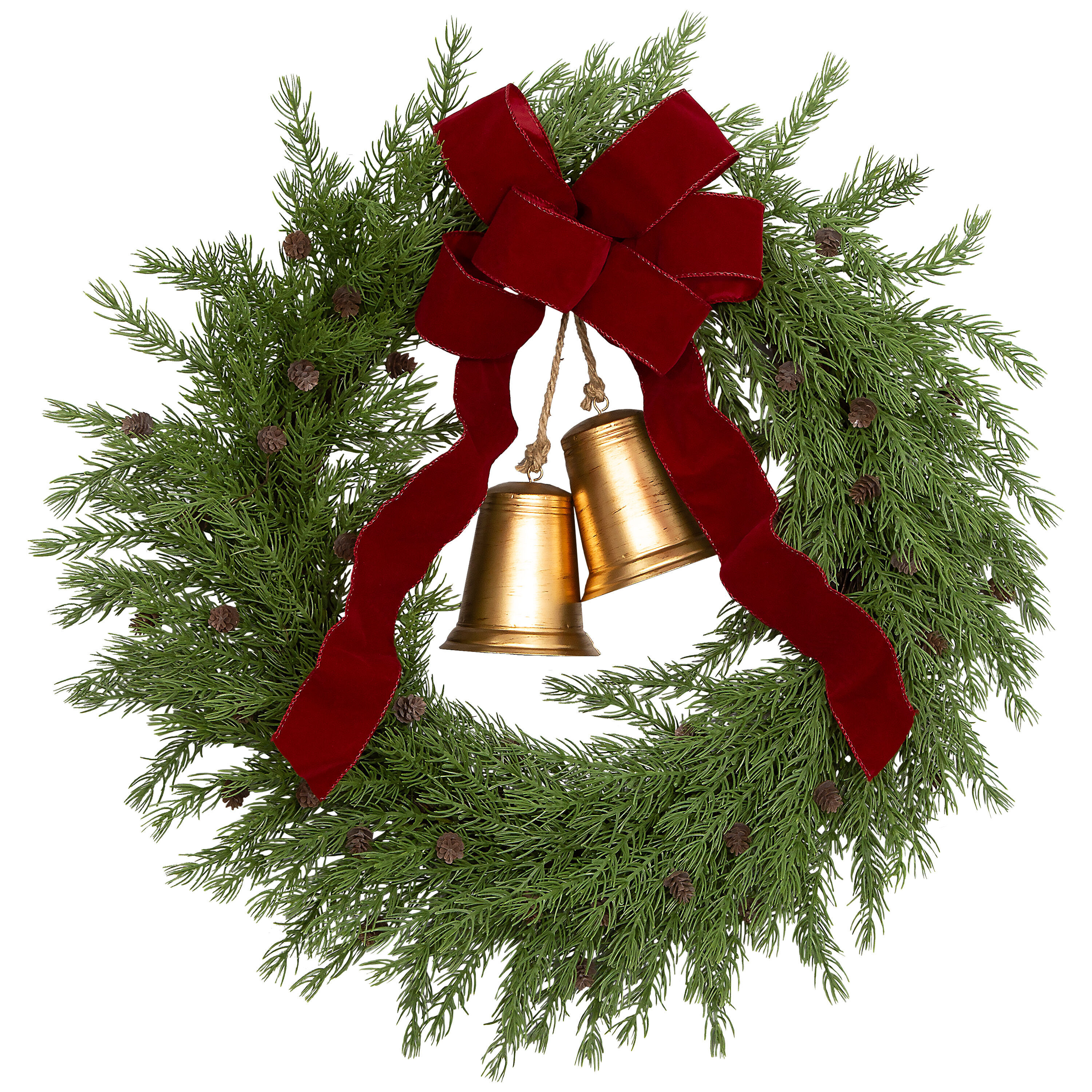 Holiday Living 26-in Indoor/Outdoor (non powered) Green,Gold,Red Pine Artificial Christmas Wreath | BA000215A | Lowe's